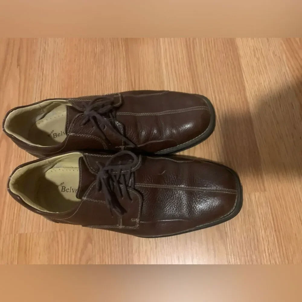 Mens Leather Oxford Lace Up Shoes Studio Belvedere Bay Bridge 10D Brown
